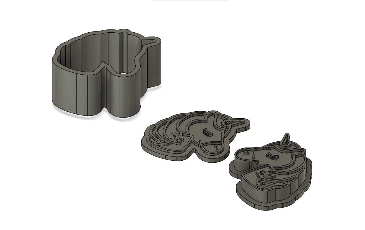 Unicorn bath bomb mold/press V2 — 3D model preview