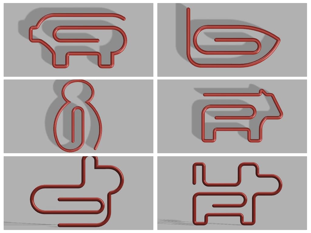 12 Chinese Zodiac Animal Paper Clips (Part 1) — 3D model preview
