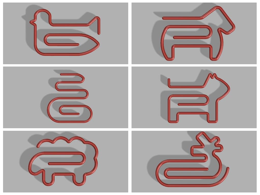 12 Chinese Zodiac Animal Paper Clips (Part 2) — 3D model preview