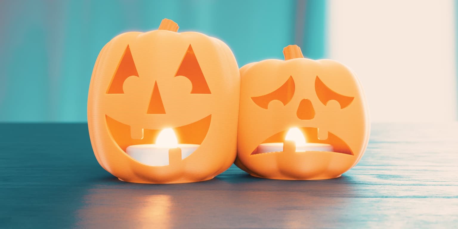 Halloween Jack-O-Lantern Tea Lights (Comedy/Tragedy) — 3D model preview