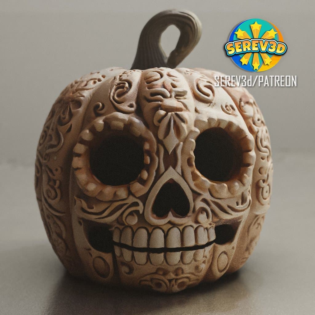 Day of the Dead Halloween Pumpkin - Lamp — 3D model preview