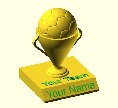 Soccer Trophy (OpenSCAD) Improved — 3D model preview